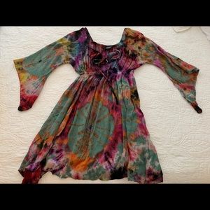 Boho tie dye mini dress
